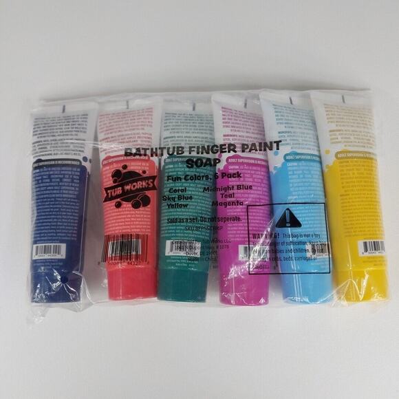 Tub Works Bathtub Finger Paint Soap, Classic 6 Pack | Non-Toxic | Washable Paint - Picture 2 of 2
